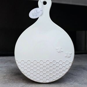 Willow Brand White Porcelane Charcuterie Board with Honeycomb Design